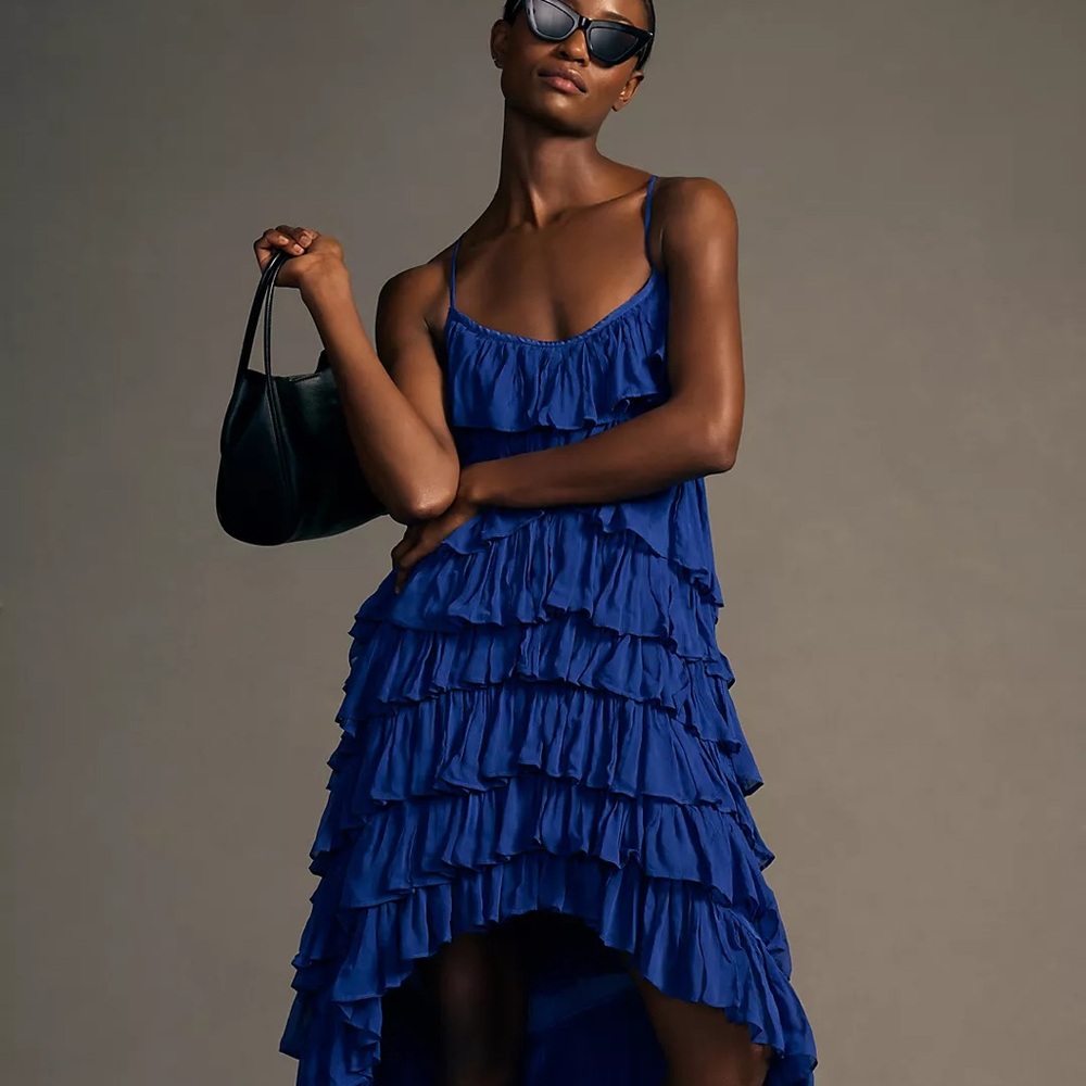 Anthropologie Tiered Ruffle High-Low Dress Size M Original $230)